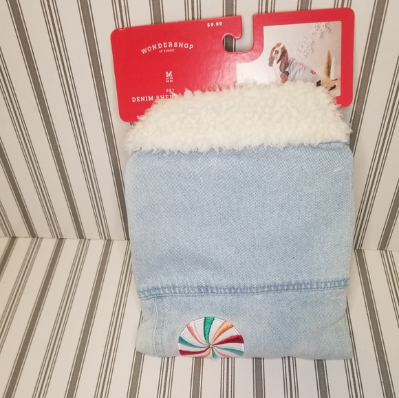 New Wondershop Pet Denim Dog Jacket with Sherpa Collar Size Medium - Picture 4 of 6
